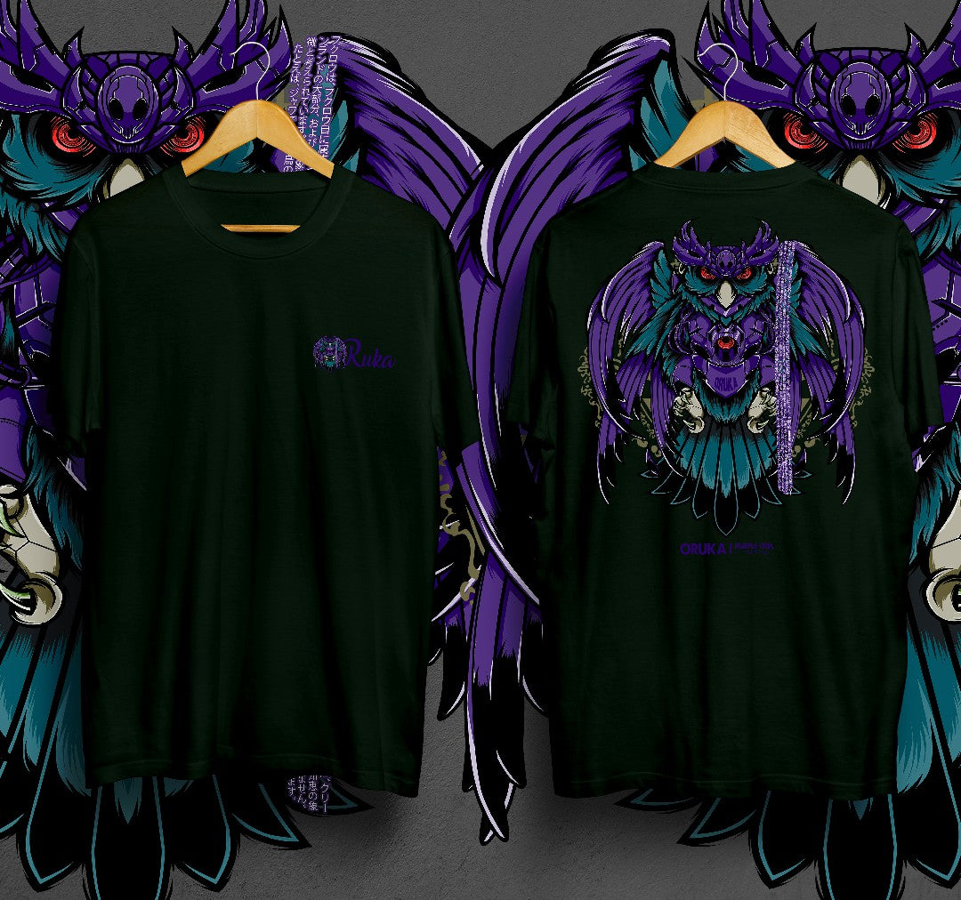 T-Shirt Purple Owl Kaos Distro Oruka