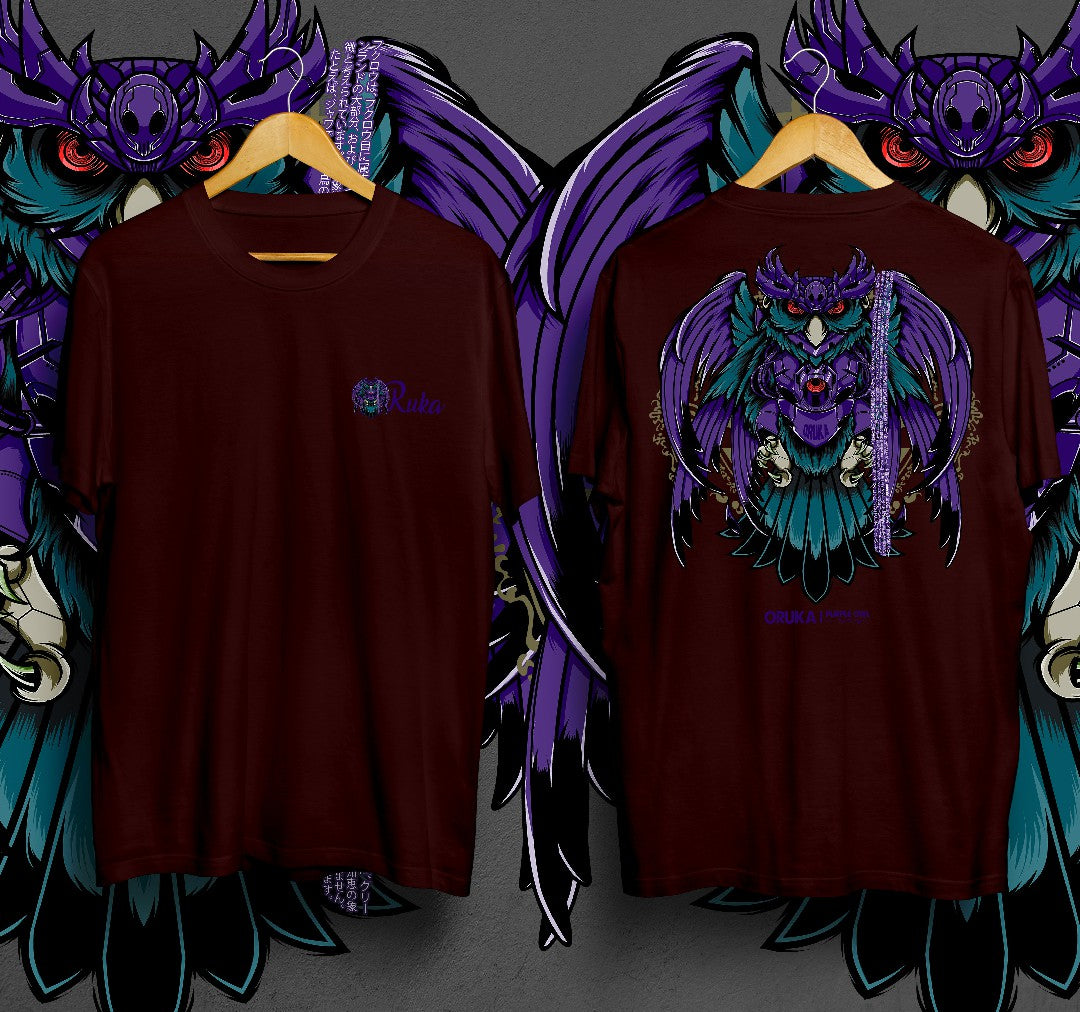 T-Shirt Purple Owl Kaos Distro Oruka