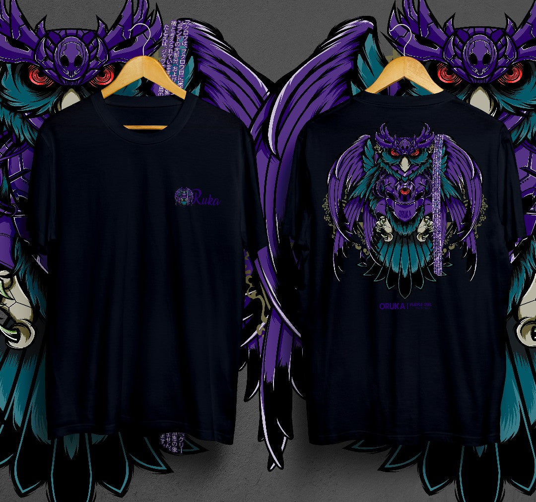 T-Shirt Purple Owl Kaos Distro Oruka