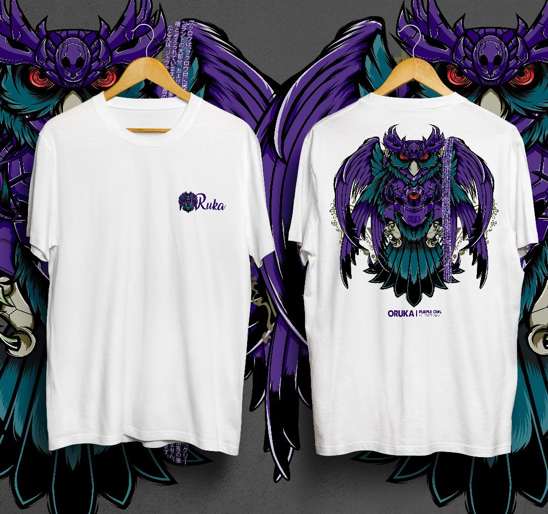 T-Shirt Purple Owl Kaos Distro Oruka